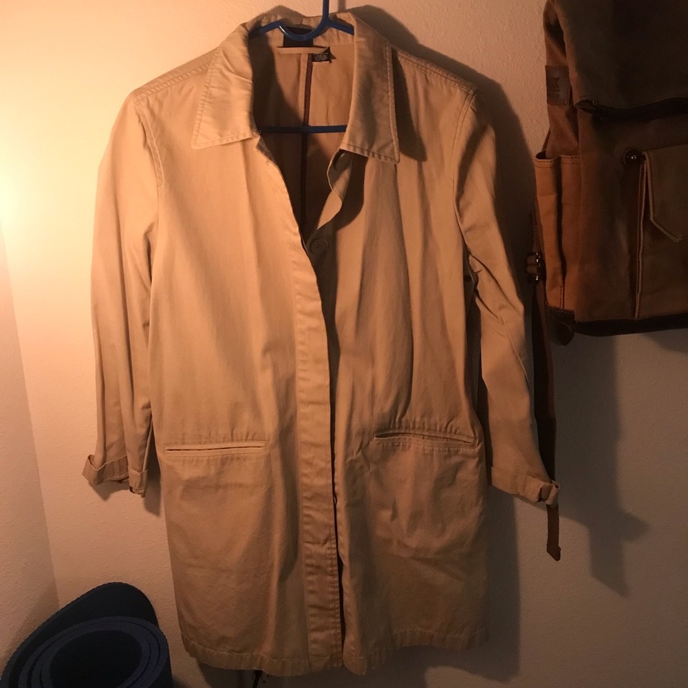 GAP medium tan beige khaki trench long coat light material VINTAGE